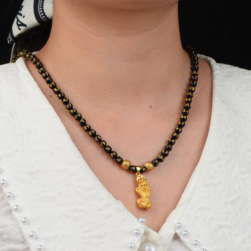 Nimara Ritual FengShui Obsidian PiXiu Wealth Necklace