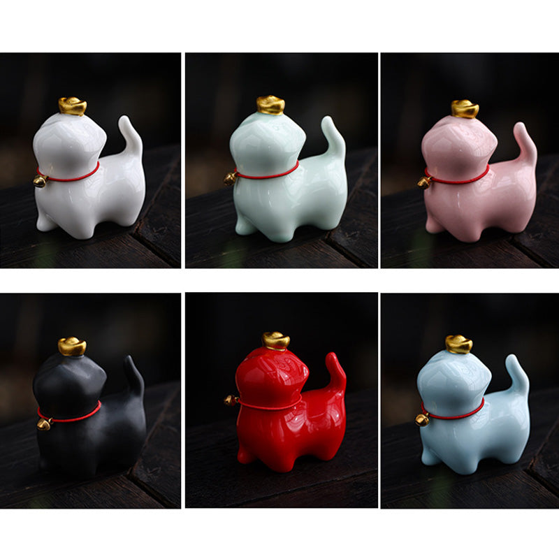 Nimara Ritual Mini Lucky Cat Ingot Tea Pet Ceramic Home Desk Figurine Decoration