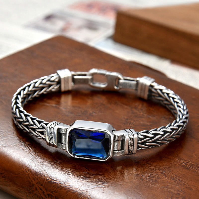 Nimara Ritual Retro Blue Acrylic Dragon Keel Braided Design Healing Wealth Buckle Bracelet