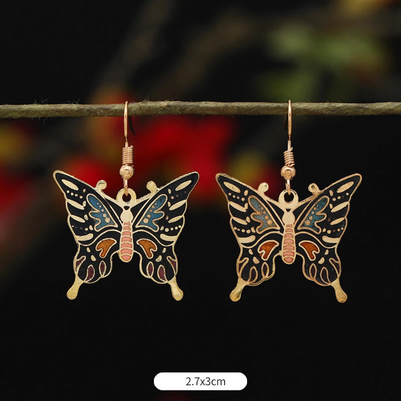 Nimara Ritual Lotus Butterfly Flower Alloy Copper Enlightenment Drop Earrings