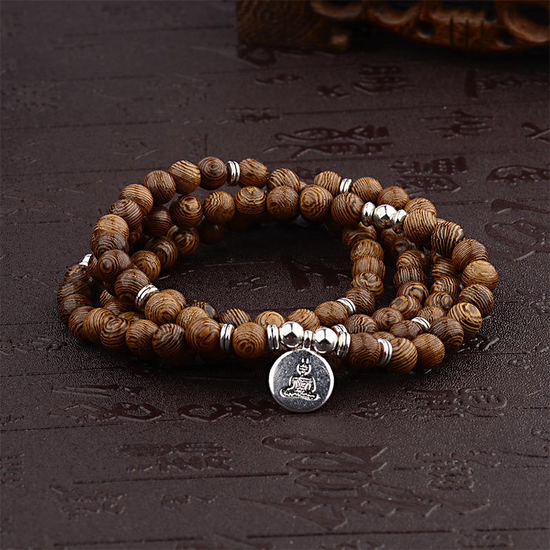 Nimara Ritual Tibetan Lightning Strike Wood Bracelet Lotus Buddha Mala
