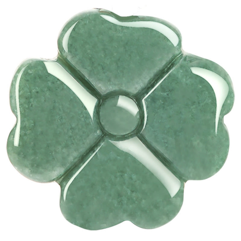 Nimara Ritual Natural Lucky Four Leaf Clover Jade Prosperity Necklace Pendant