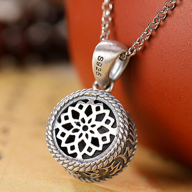 Nimara Ritual 925 Sterling Silver Om Mani Padme Hum Lazurite Love Peace Necklace Pendant