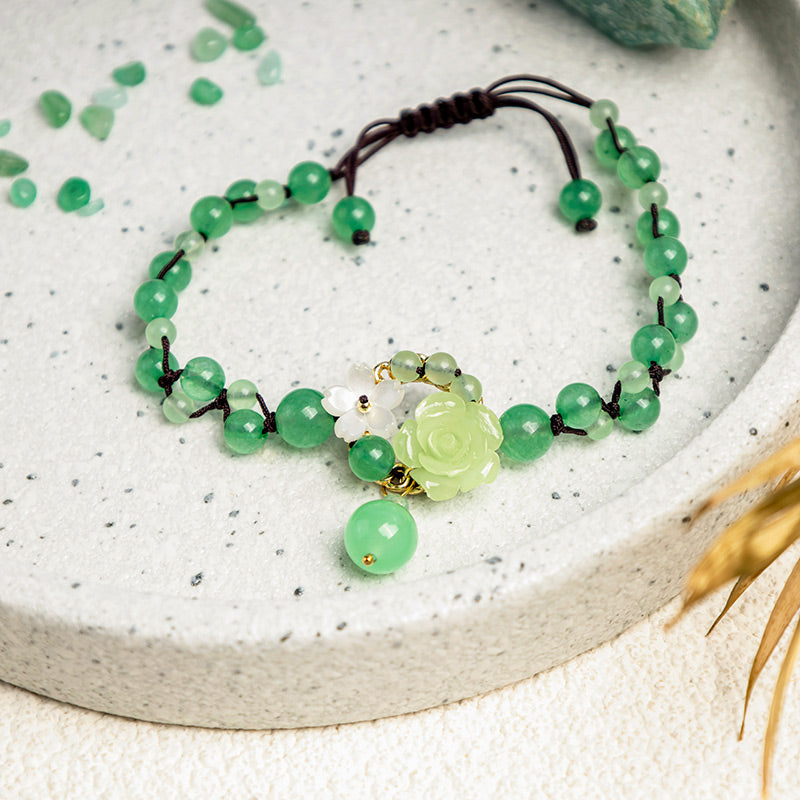 Nimara Ritual Financial Success Jade Braided Weave Prosperity Abundance Anklet