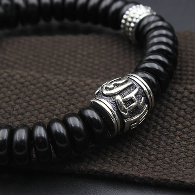 Nimara Ritual Natural Tibetan Coconut Shell Om Mani Padme Hum Positive Bracelet