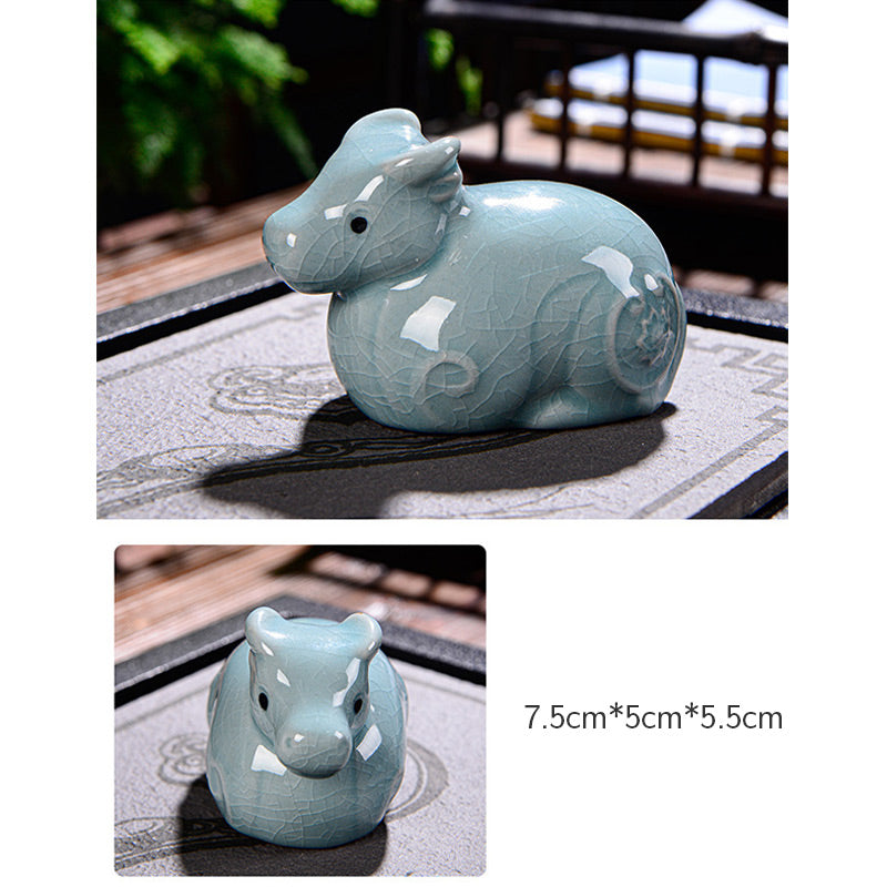 Nimara Ritual Chinese Zodiac Wealth Ceramic Tea Pet Home Figurine Decoration