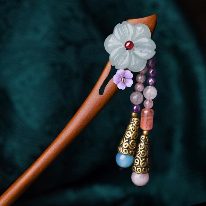 Nimara Ritual Red Sandalwood Amethyst Aventurine Protection Hairpin Decoration
