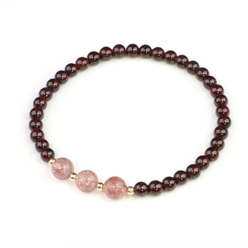 Nimara Ritual Natural Garnet Strawberry Quartz Calm Bracelet