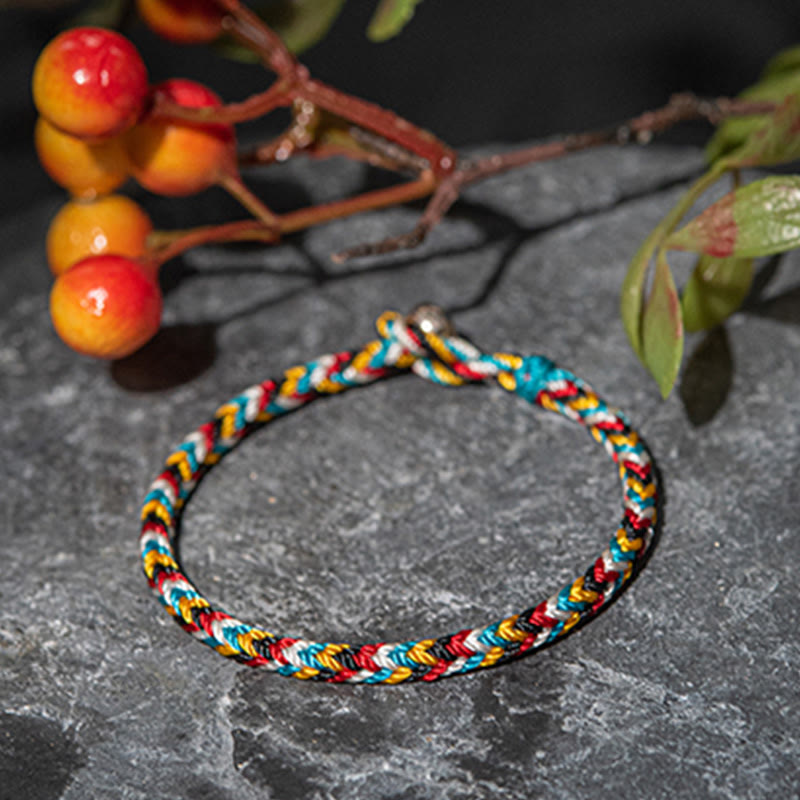 Nimara Ritual Tibet Handmade Five Color Thread Protection Braid String Bracelet