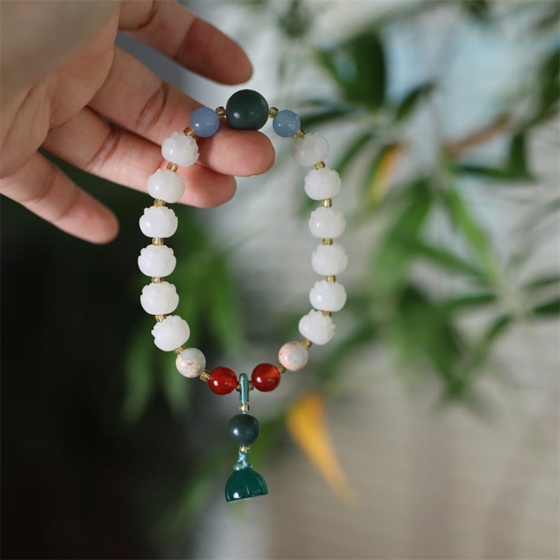Nimara Ritual Bodhi Seed Lotus Bead Carved Peace Harmony Bracelet