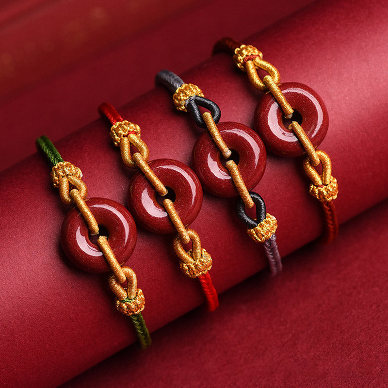 Nimara Ritual Handmade Cinnabar Peace Buckle Blessing Braided Rope Bracelet