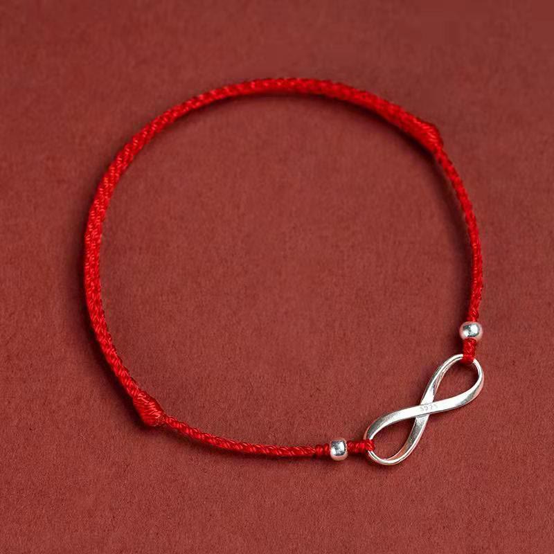 Nimara Ritual 925 Sterling Silver Endless Knot Protection Luck Red String Bracelet Anklet