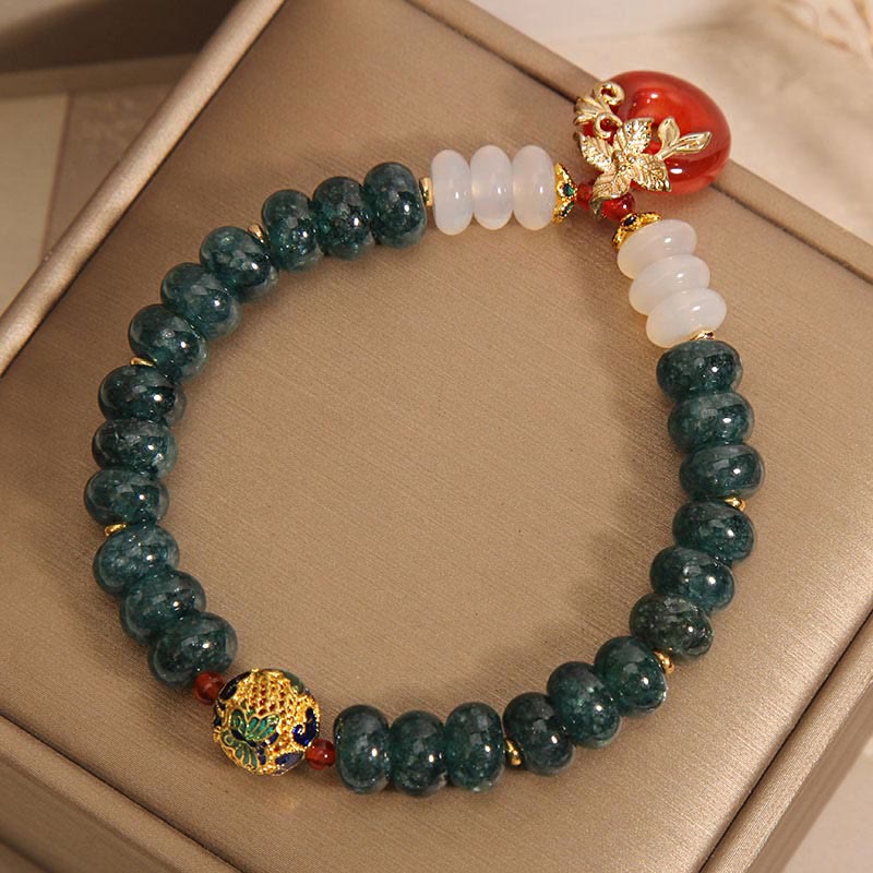 Nimara Ritual Jade White Agate Red Agate Peace Buckle Abacus Beads Luck Bracelet