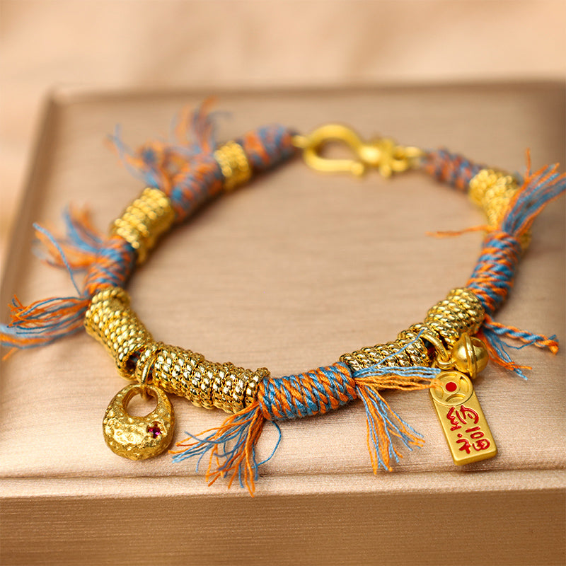 Nimara Ritual Handmade Tibetan Lucky Fortune Multicolored Rope Braid Bracelet