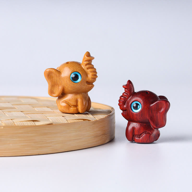 Nimara Ritual Sandalwood Small Leaf Red Sandalwood Green Sandalwood Lucky Mini Elephant Carved Protection Decoration