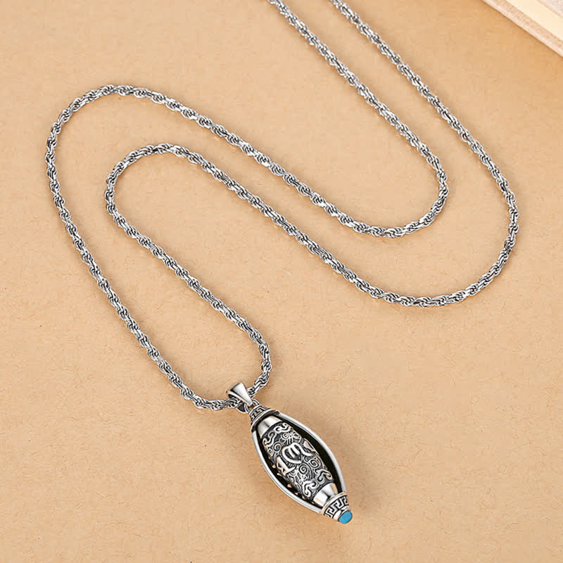 Nimara Ritual Tibet Om Mani Padme Hum Protection Necklace Rotatable Pendant