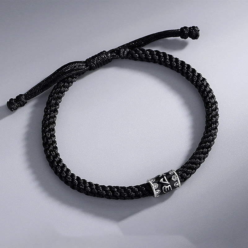 Nimara Ritual 925 Sterling Silver Om Mani Padme Hum Peace Braided Bracelet