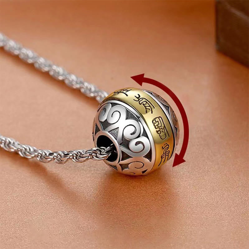Nimara Ritual Taoist Nine-Character Mantra Engraved Amulet Balance Necklace Rotatable Pendant