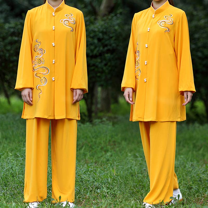 Nimara Ritual Auspicious Clouds Embroidery Meditation Prayer Spiritual Zen Tai Chi Qigong Practice Unisex Clothing Set