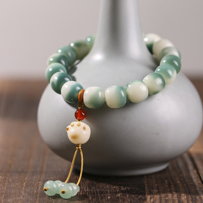 Nimara Ritual Gradient Bodhi Seed Nine Tailed Fox Cat Paw Claw Pine Cone Peace Bracelet