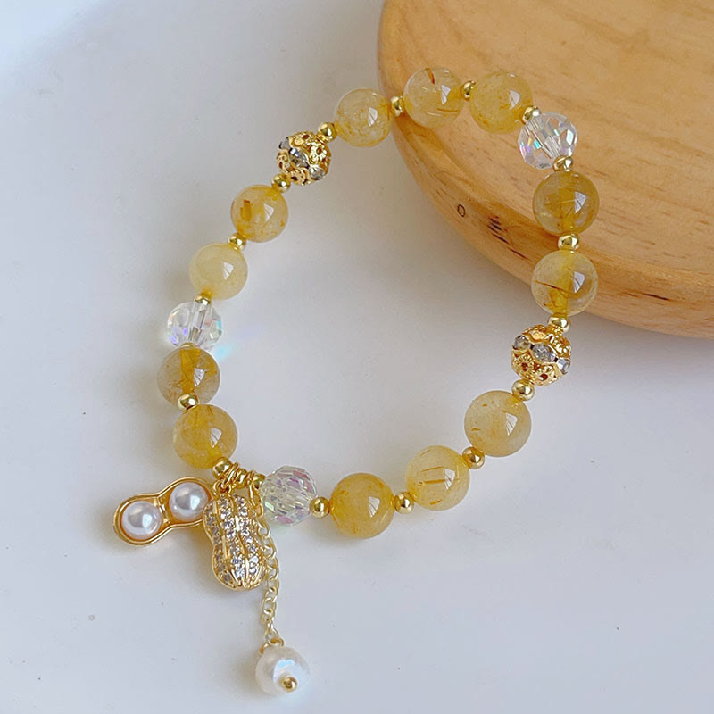 Nimara Ritual Sun Stone Colorful Rutilated Quartz Wealth Peanut Charm Bracelet