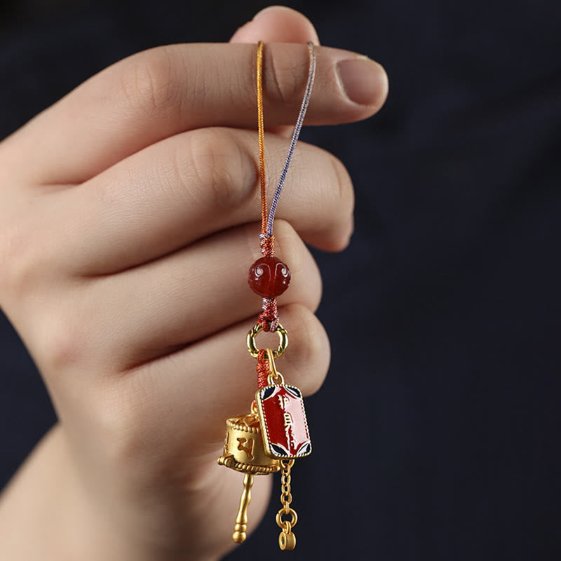 Nimara Ritual Tibetan Om Mani Padme Hum Prayer Wheel Amulet Charm Protection Phone Hanging Decoration