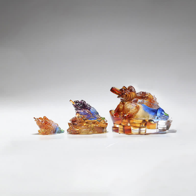 Nimara Ritual Feng Shui Frog Handmade Liuli Crystal Art Piece Wealth Home Office Decoration
