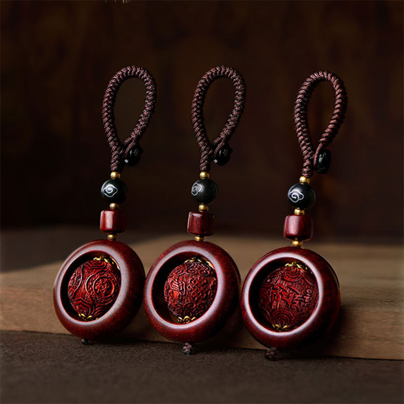 Nimara Ritual Tibetan Small Leaf Red Sandalwood Ebony Luck Protection Rotation Decoration