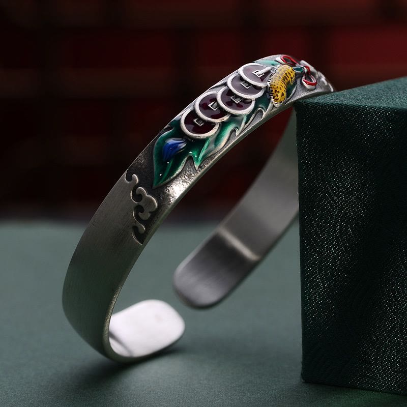 Nimara Ritual Feng Shui Five Emperor Coins Peanut Wealth Bracelet Bangle