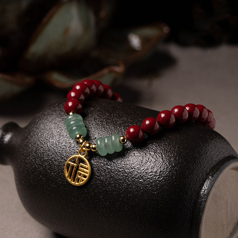 Nimara Ritual Cinnabar Green Aventurine Luck Blessing Bracelet