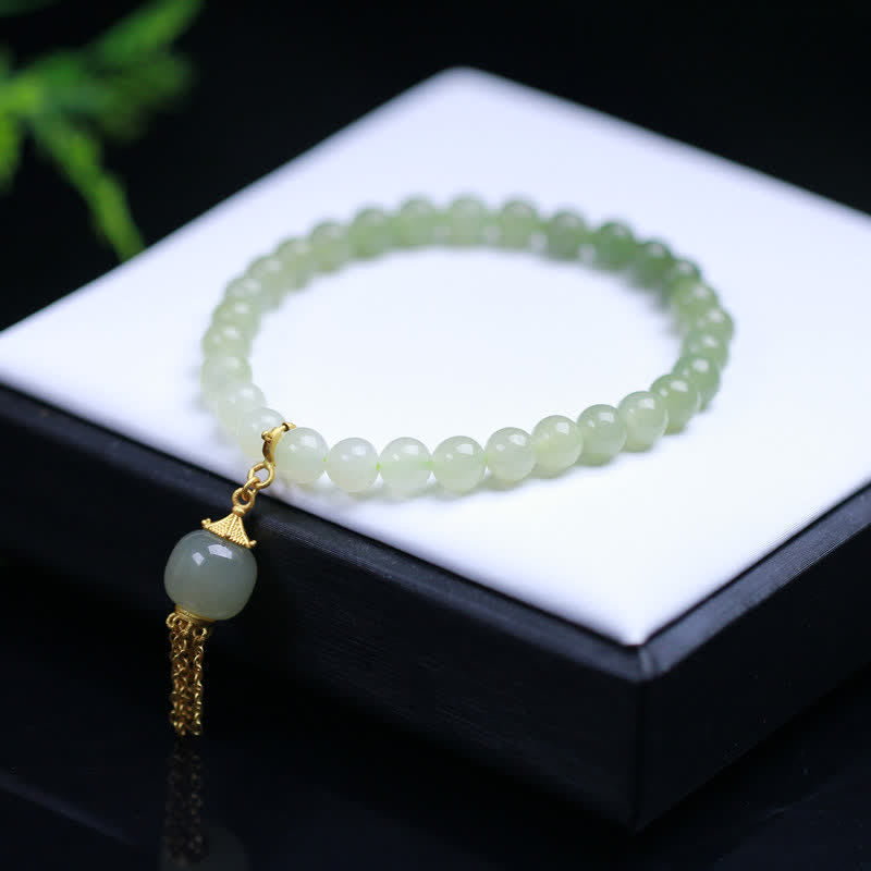 Nimara Ritual 925 Sterling Silver Hetian Jade Beaded Wealth Charm Bracelet