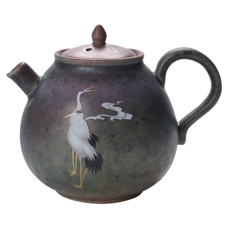 Nimara Ritual White Crane Cloud Chinese Gongfu Tea Ceramic Kung Fu Teapot