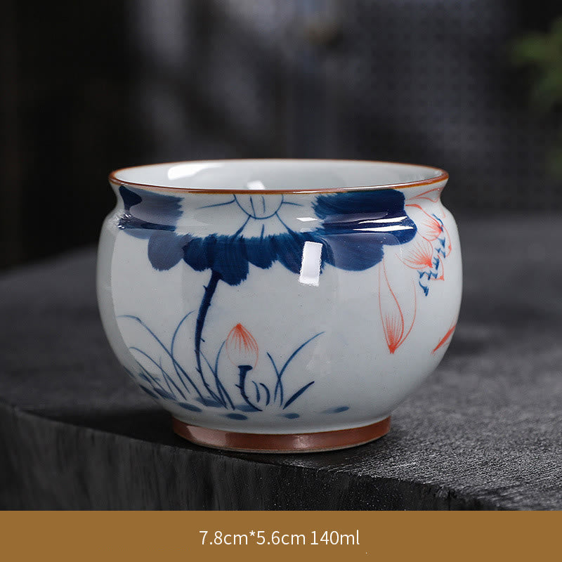 Nimara Ritual Lotus Flower Leaf Bamboo Ceramic Teacup Kung Fu Tea Cups