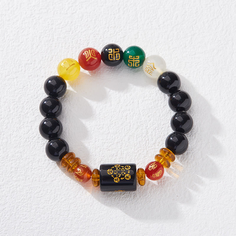 Nimara Ritual Five Elements Black Onyx Red Agate Wisdom Wealth Bracelet