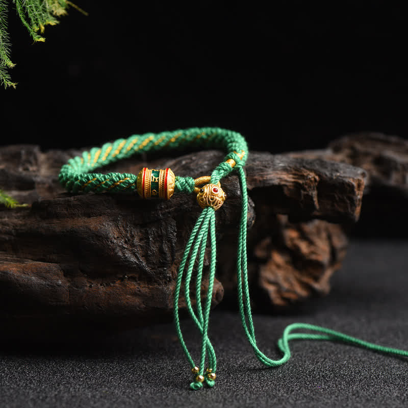 Nimara Ritual Tibetan Handmade Luck Prayer Wheel Bead Charm Weave Colorful String Bracelet