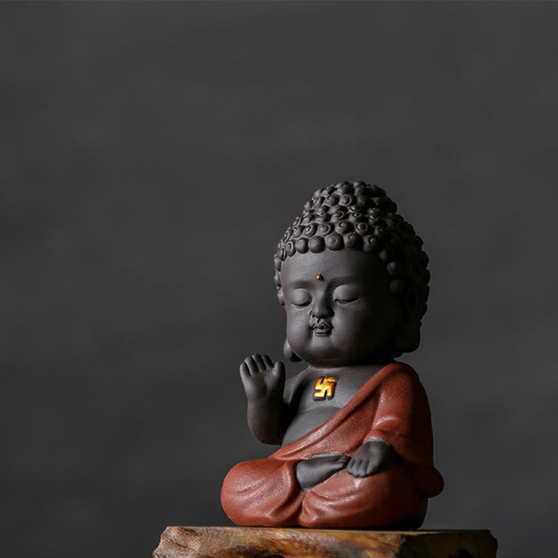 Nimara Ritual Small Buddha Serenity Purple Clay Home Desk Decoration