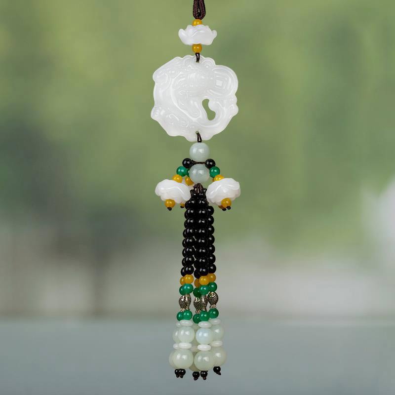 Nimara Ritual FengShui Jade PiXiu Blessing Car Pendant Decoration