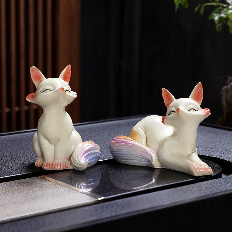Nimara Ritual Color Changing Small Cute Fox Tea Pet Resin Home Figurine Decoration