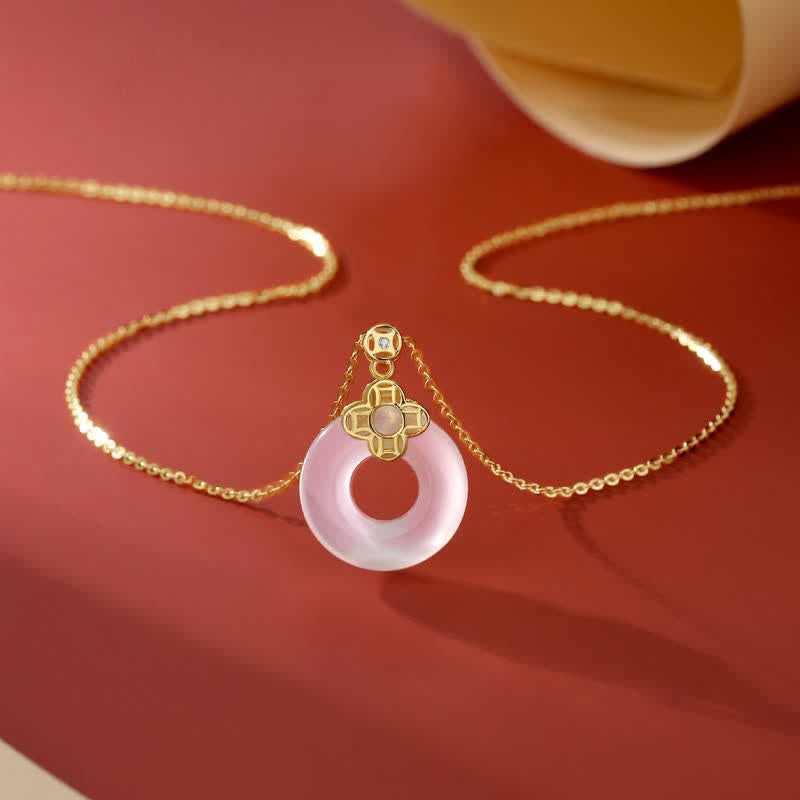 Nimara Ritual 925 Sterling Silver Chalcedony Coin Peace Buckle Positive Necklace Pendant