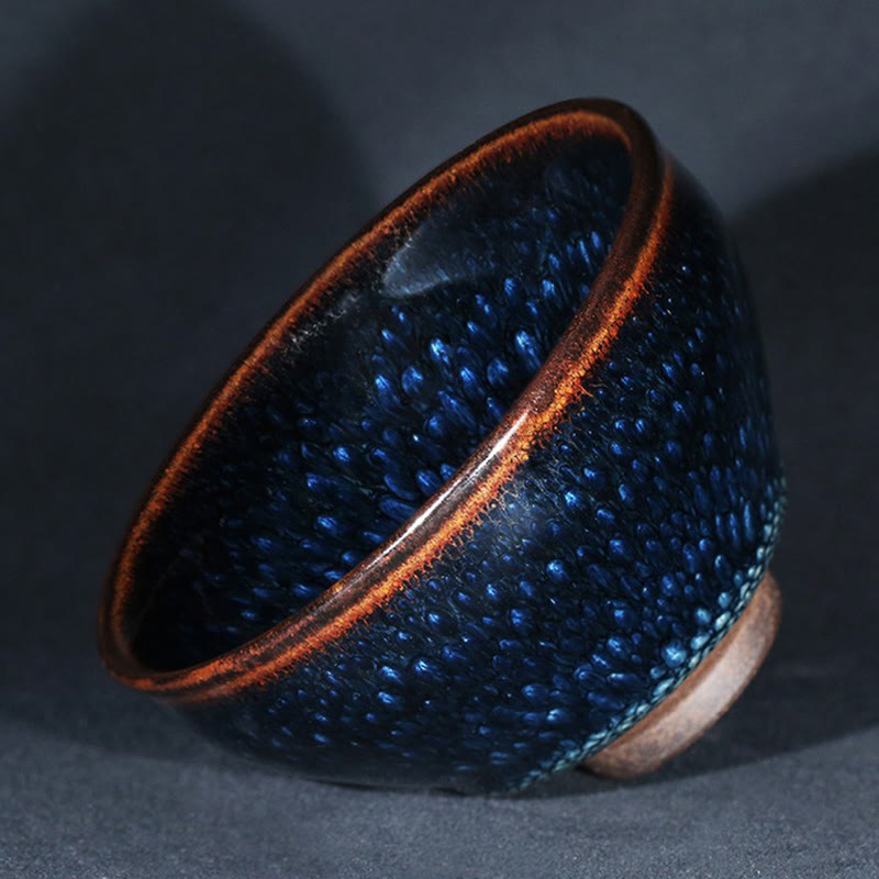 Nimara Ritual Handmade Blue Francolinus Spot Chinese Jianzhan Ceramic Teacup Kung Fu Tea Cup Bowl