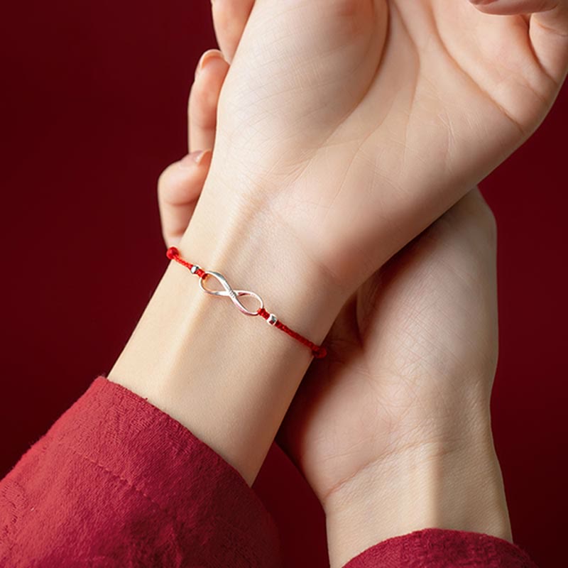 Nimara Ritual 925 Sterling Silver Endless Knot Protection Luck Red String Bracelet Anklet