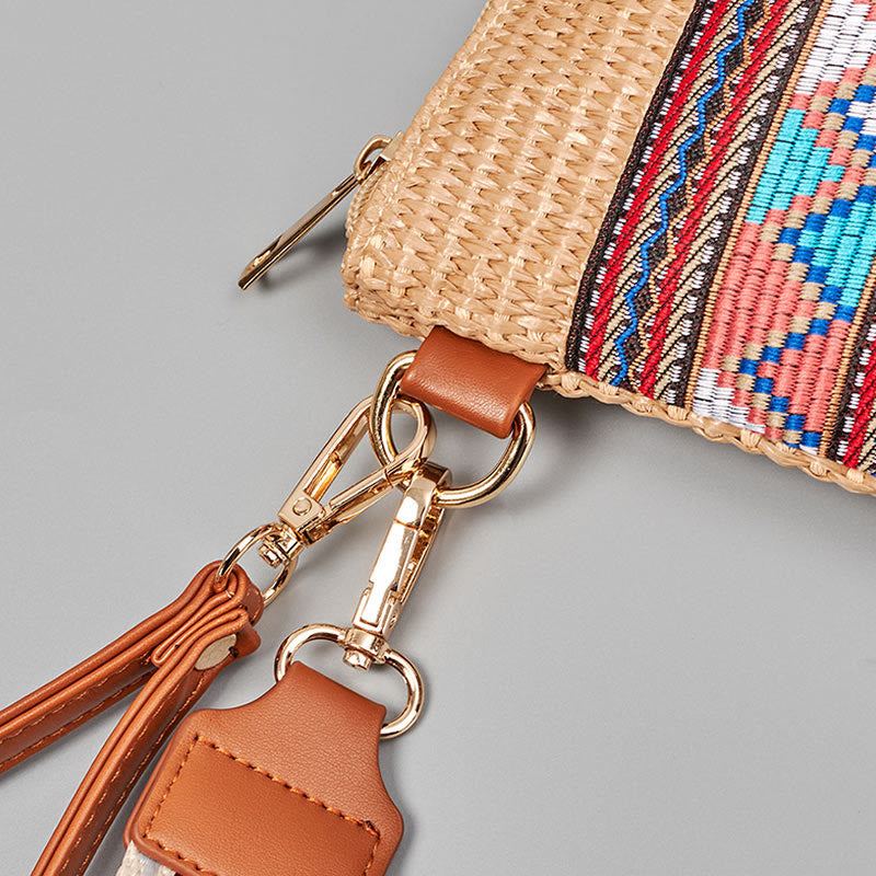 Nimara Ritual Boho Colorful Geometry Straw Woven Crossbody Bag Shoulder Bag Handbag
