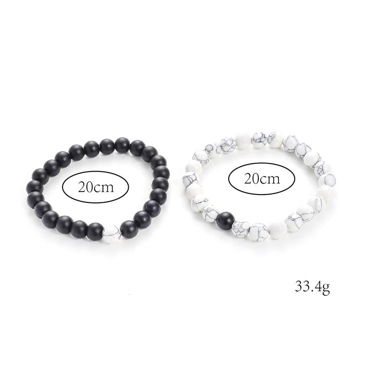 Nimara Ritual 2pcs Natural Frosted Stone White Turquoise Bead Couple Bracelet
