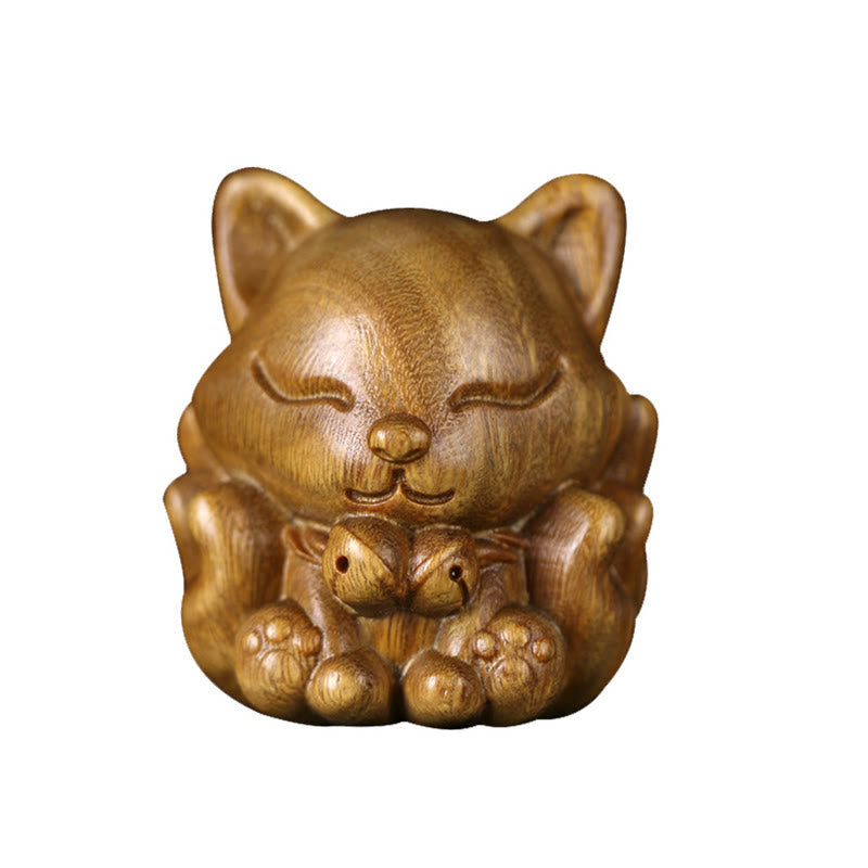 Nimara Ritual Mini Nine Tailed Fox Ivory Fruit Sandalwood Green Sandalwood Blessing Decoration