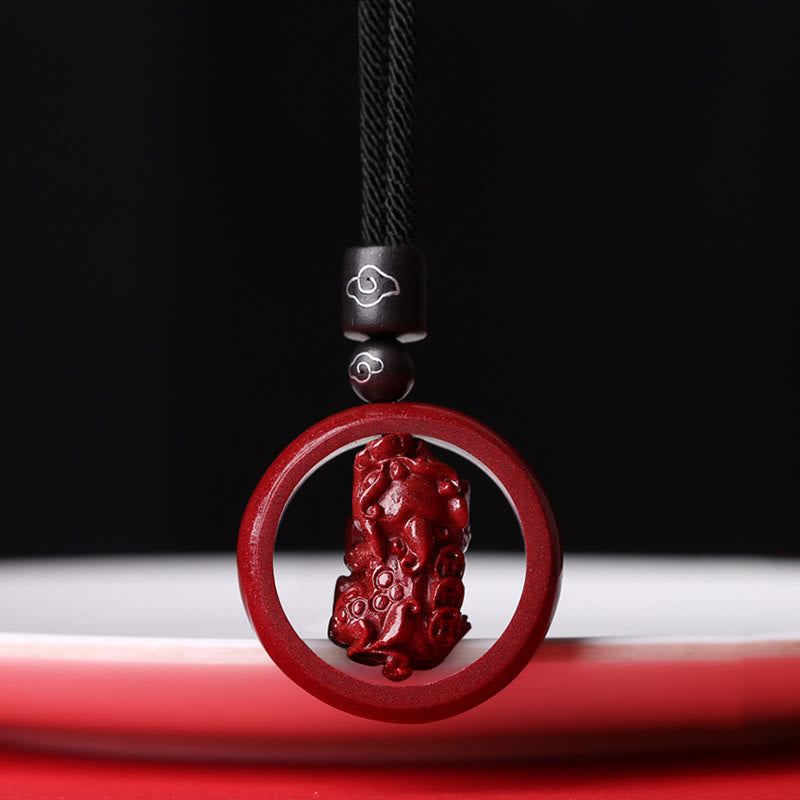 Nimara Ritual Cinnabar Om Mani Padme Hum PiXiu Blessing Lucky Bead Necklace Pendant