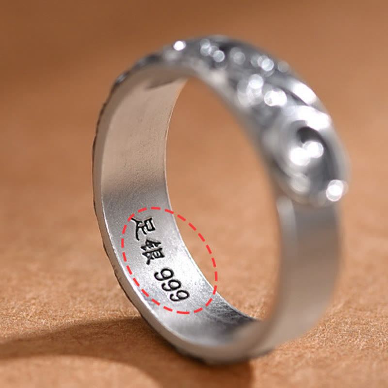 Nimara Ritual 999 Sterling Silver Auspicious Clouds Engraved Blessing Adjustable Ring