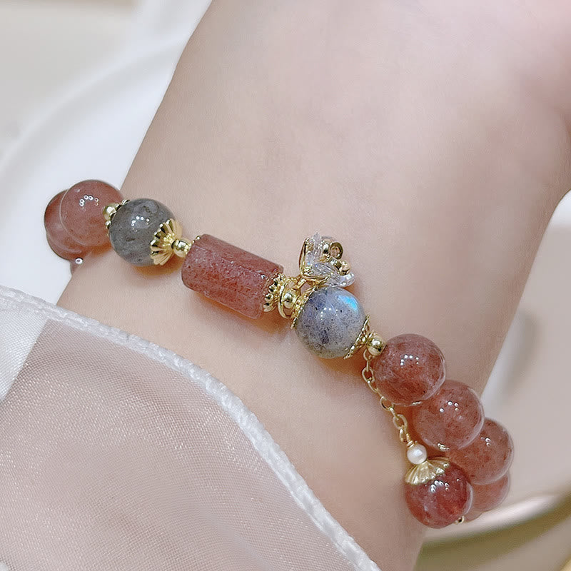 Nimara Ritual Natural Strawberry Quartz Moonstone Love Bracelet