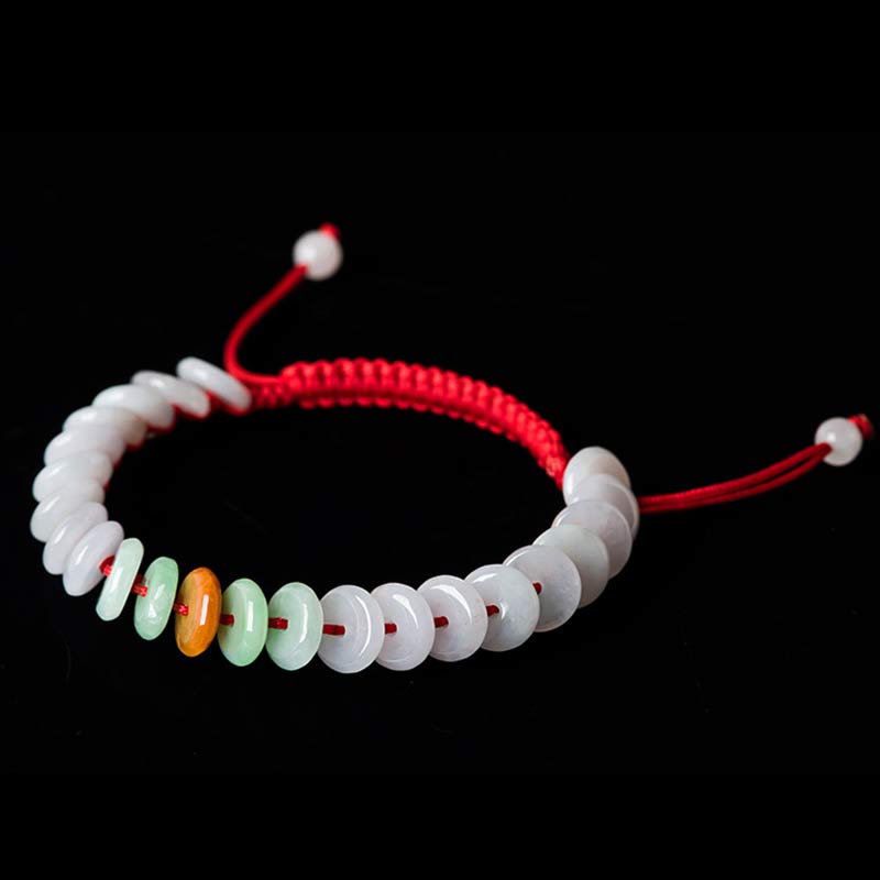 Nimara Ritual Round Jade Lucky Red String Weave Bracelet