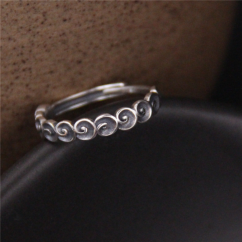 Nimara Ritual 925 Sterling Silver Auspicious Clouds Engraved Ring