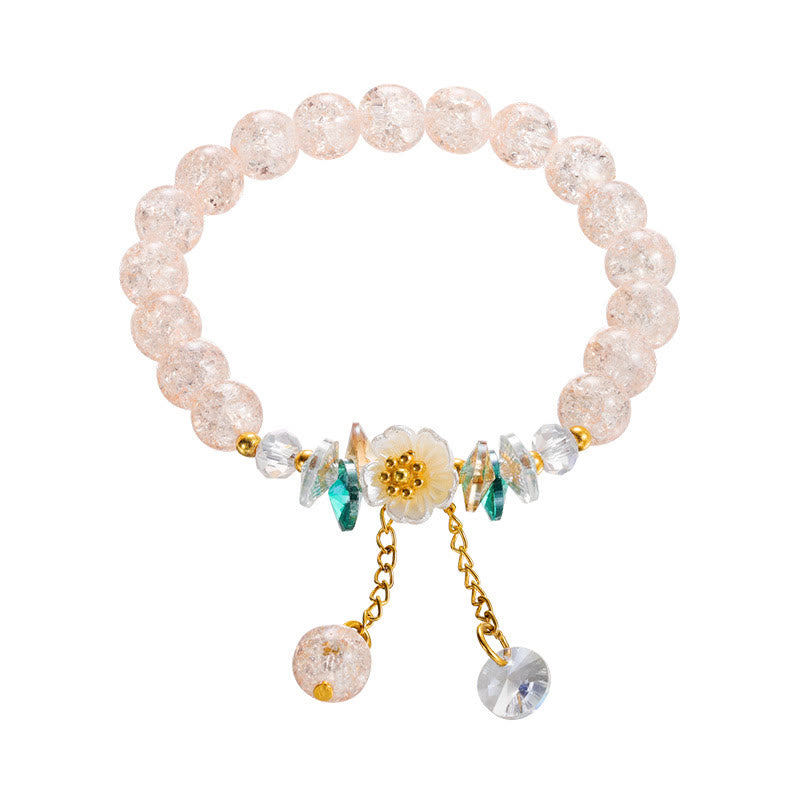 Nimara Ritual Simple Design Flower Charm Glass Bead Bracelet